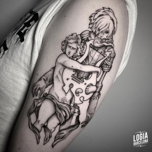 tatuaje_brazo_hombre_arpa_victor_dalmau_logiabarcelona       